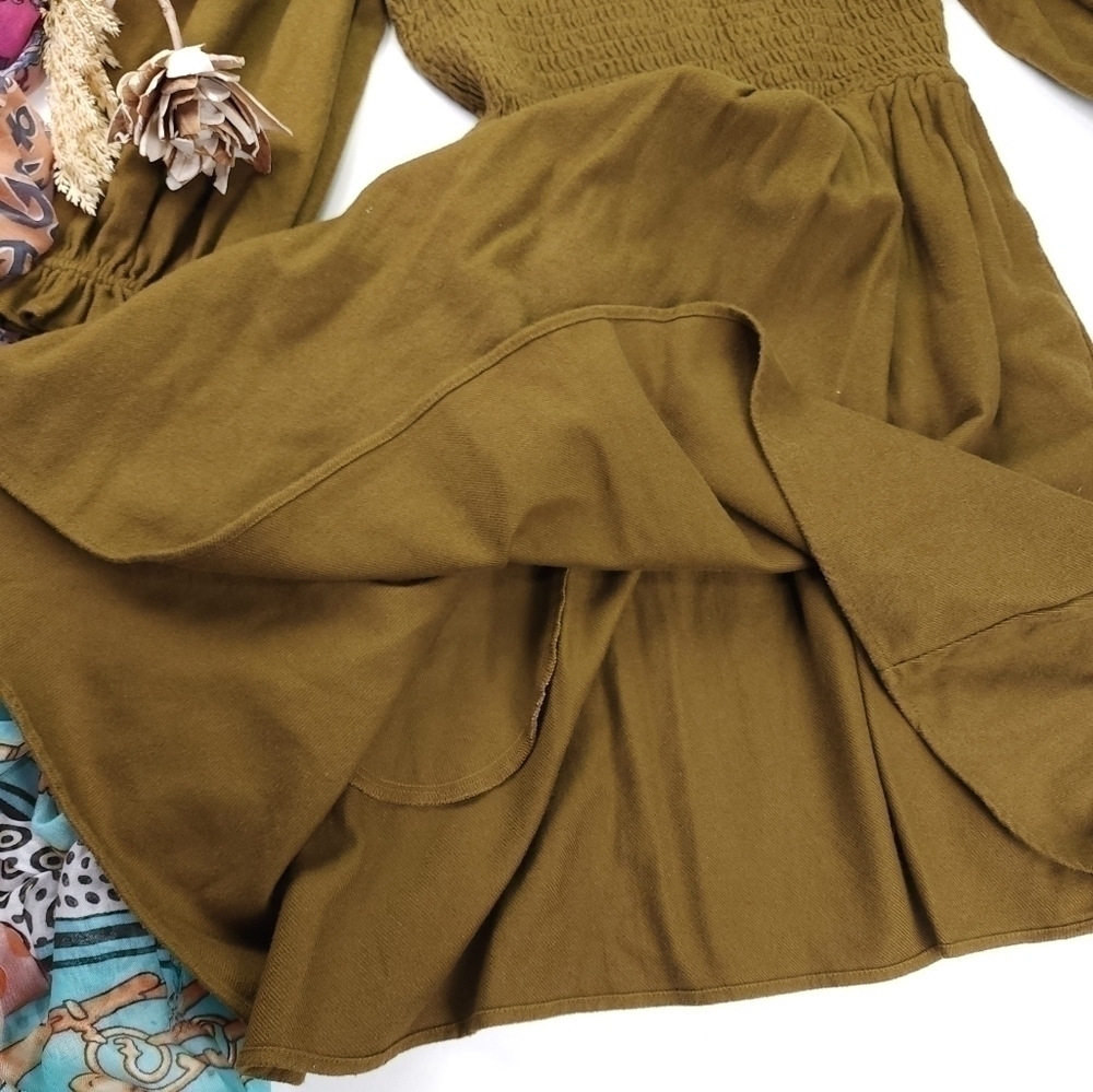 New Madewell Olive Fit Flare Dress Size S - Picture 4 of 11